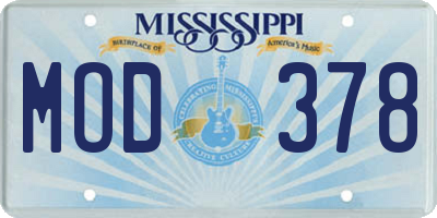 MS license plate MOD378