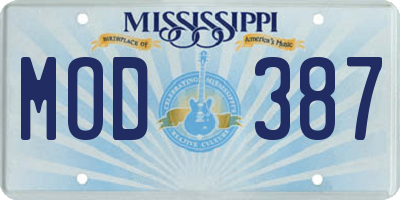MS license plate MOD387