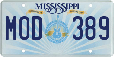 MS license plate MOD389