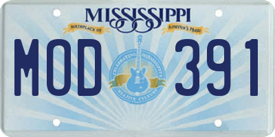 MS license plate MOD391