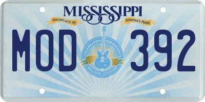 MS license plate MOD392