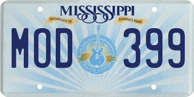 MS license plate MOD399