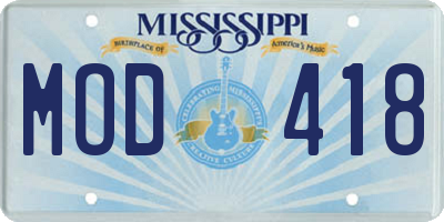 MS license plate MOD418