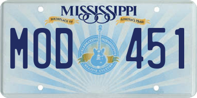 MS license plate MOD451
