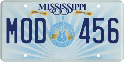 MS license plate MOD456