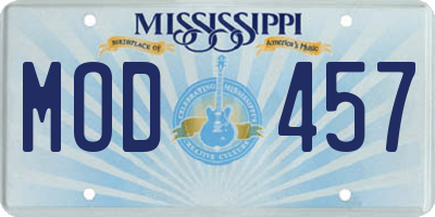 MS license plate MOD457