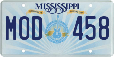 MS license plate MOD458