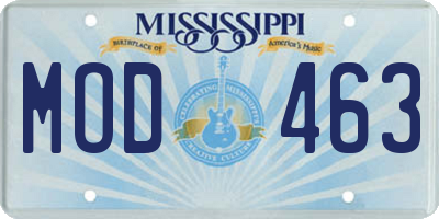 MS license plate MOD463