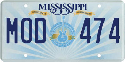 MS license plate MOD474