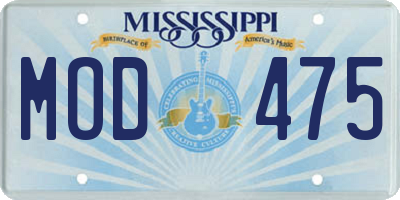MS license plate MOD475