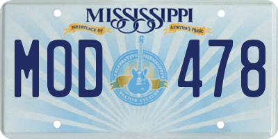 MS license plate MOD478