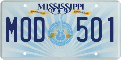 MS license plate MOD501
