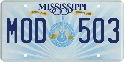 MS license plate MOD503