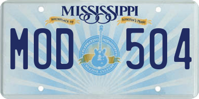MS license plate MOD504