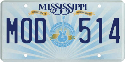 MS license plate MOD514