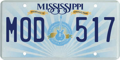 MS license plate MOD517