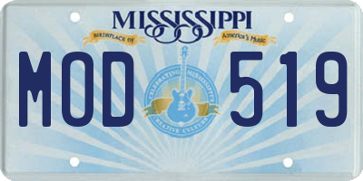 MS license plate MOD519