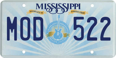 MS license plate MOD522