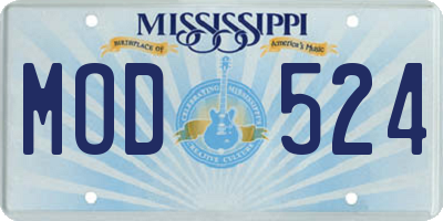 MS license plate MOD524