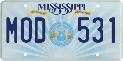 MS license plate MOD531