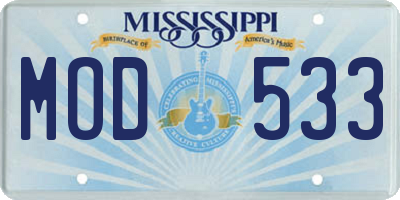 MS license plate MOD533