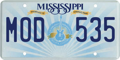 MS license plate MOD535
