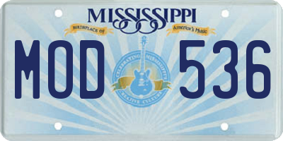 MS license plate MOD536
