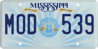MS license plate MOD539