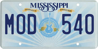 MS license plate MOD540