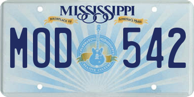 MS license plate MOD542