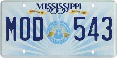 MS license plate MOD543