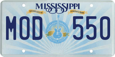 MS license plate MOD550