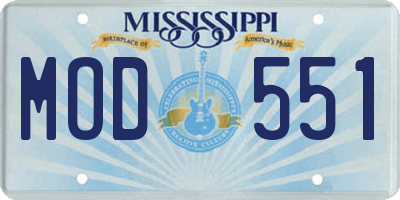 MS license plate MOD551