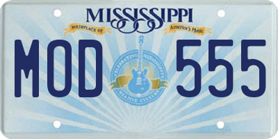 MS license plate MOD555