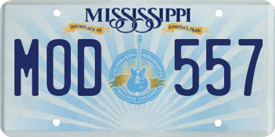 MS license plate MOD557