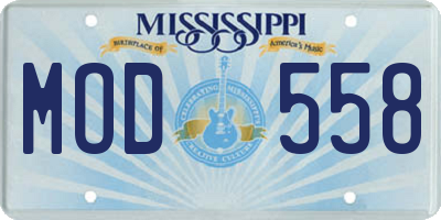 MS license plate MOD558