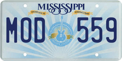 MS license plate MOD559