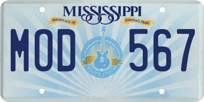 MS license plate MOD567