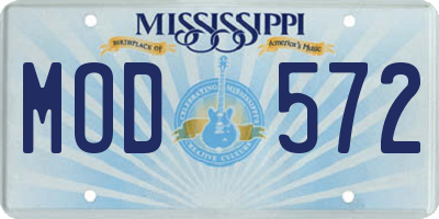 MS license plate MOD572