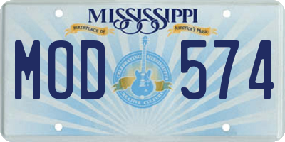 MS license plate MOD574