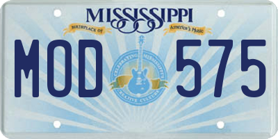 MS license plate MOD575