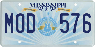 MS license plate MOD576