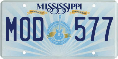 MS license plate MOD577