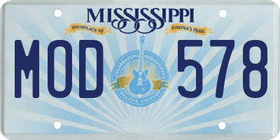 MS license plate MOD578