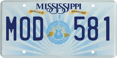 MS license plate MOD581