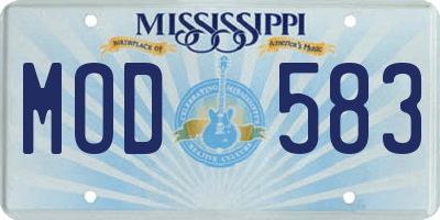 MS license plate MOD583