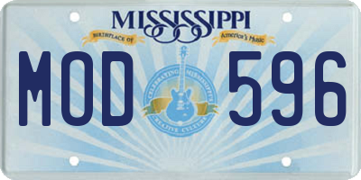 MS license plate MOD596