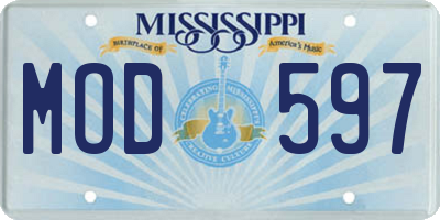 MS license plate MOD597