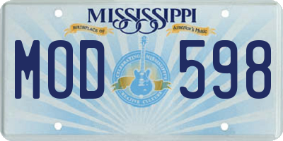 MS license plate MOD598