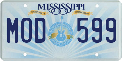 MS license plate MOD599